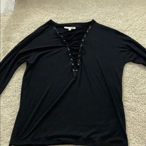 Express Lace-Up Black Shirt